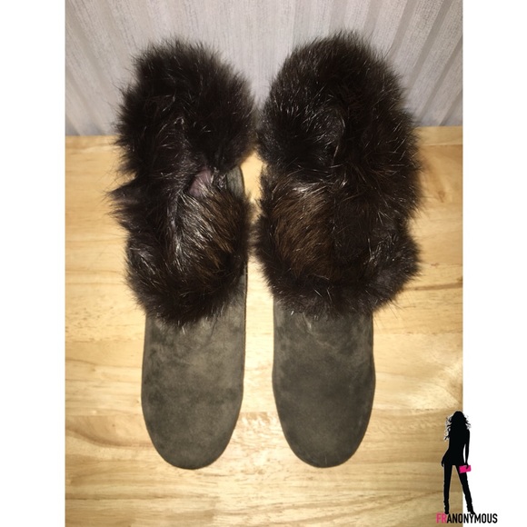 Taupe Suede Wedge Booties 37 - Picture 4 of 7